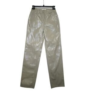 PacSun Faux Leather Boyfriend Pants – Glossy Taupe Coated – Size 23 – NWT